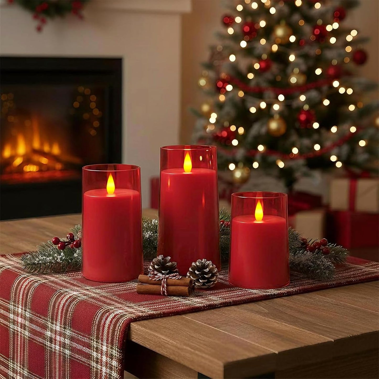 Raycare Flameless Electronic Pillar Candles with Remote Control and Timer- Battery Operated Realistic Flickering LED Fake Candle for Home, Wedding, Valentine's Day, Decor,White,Set of 2(3"x6"6")