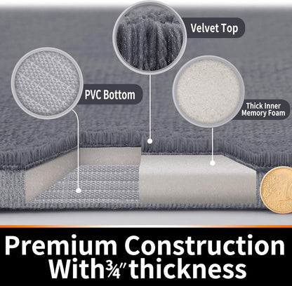 Yimobra Memory Foam Bath Mat, Super Soft Absorbent Bathroom Rug Non Slip, Quick Dry, Machine Washable Floor Carpet for Tub Shower, Home Decor Accessories, 24x17, Grey