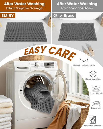 Smiry Waffle Bath Mat 30x20, Extra Soft Absorbent Bathroom Rugs, Non Slip Machine Washable Quick Dry Bath Rugs for Bathroom Floor, Tub, Shower, Home Decor Accessories, Brown
