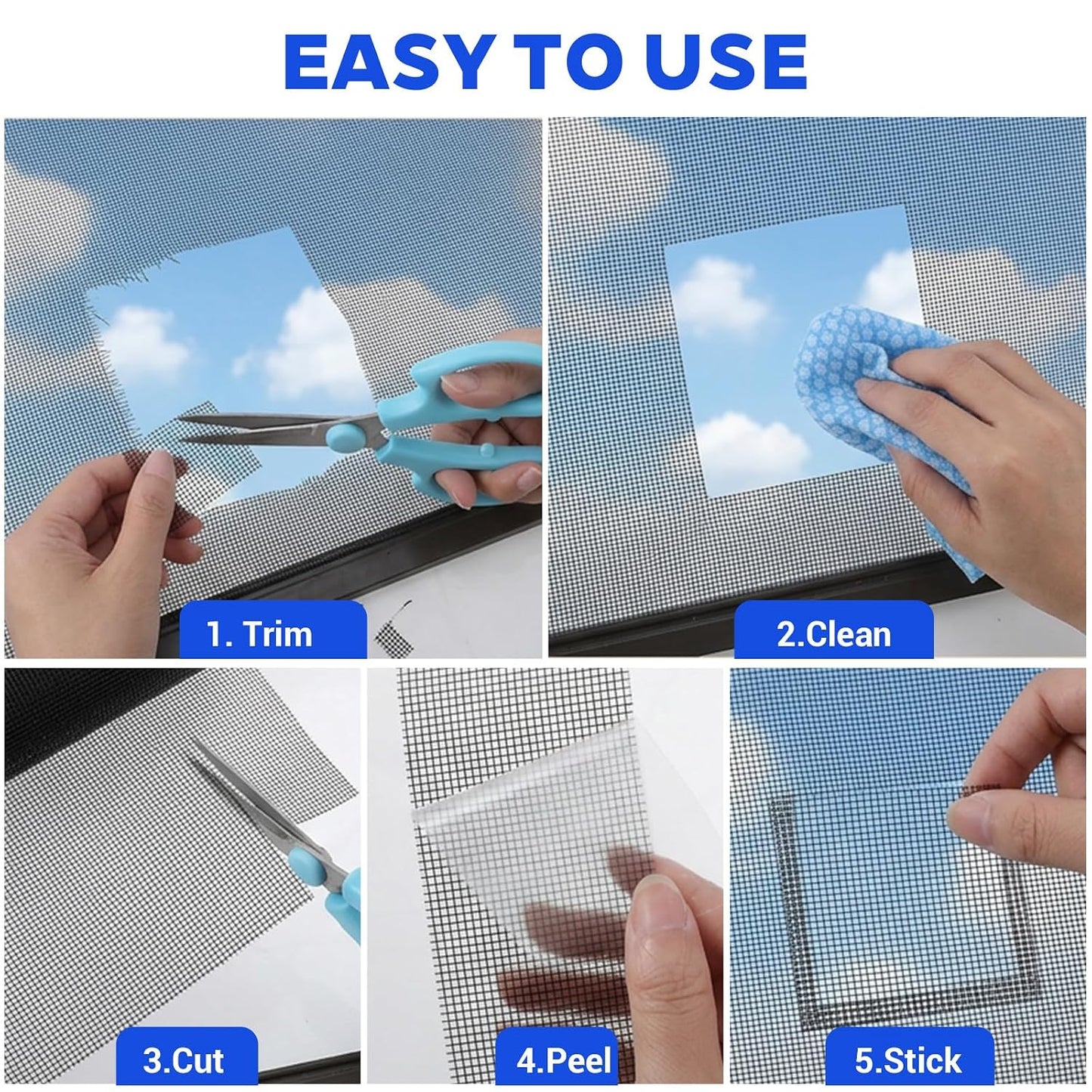 Black Window Screen Repair Tape, 2" x 16ft (196") Mosquito Net Repairs Tapes, Strong Adhesive Fiberglass Mesh Patch Tape, Screen Repair Tapes for Torn Window and Door Tears Holes