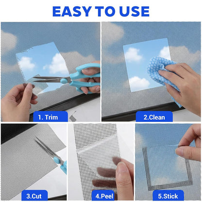 Black Window Screen Repair Tape, 2" x 16ft (196") Mosquito Net Repairs Tapes, Strong Adhesive Fiberglass Mesh Patch Tape, Screen Repair Tapes for Torn Window and Door Tears Holes