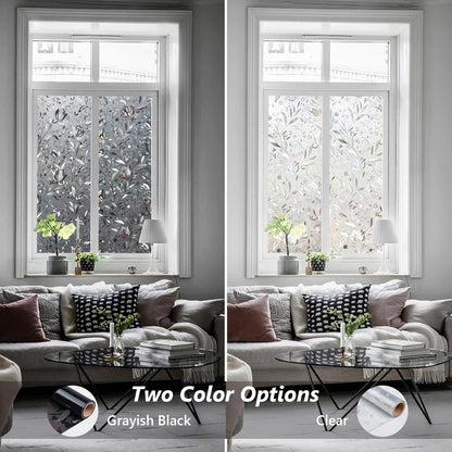 Kromapolis Blackout Window Privacy Film Total Light Blocking Room Darkening Window Covering, Removable Static Cling Frosted Glass Tint, Non-Adhesive, Black 17.5'' x 78.7''
