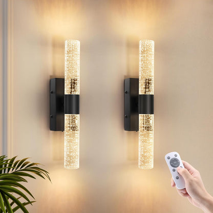 VOLISUN Battery Operated Wall Sconces Set of Two,Gold Sconces Wall Decor Set of 2,Wireless Wall Sconces with Remote,Rechargeable Wall Light for Living Room,Bedroom,Bathroom,Vanity (15.3 inch)