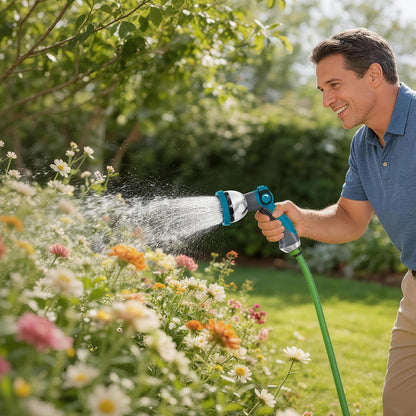 Besiter Garden Hose Nozzle Sprayer: 2 Pack 10 Watering Patterns Spray Nozzles Heavy Duty Metal Hose Head Hose Attachment, Thumb Control On Off Valve