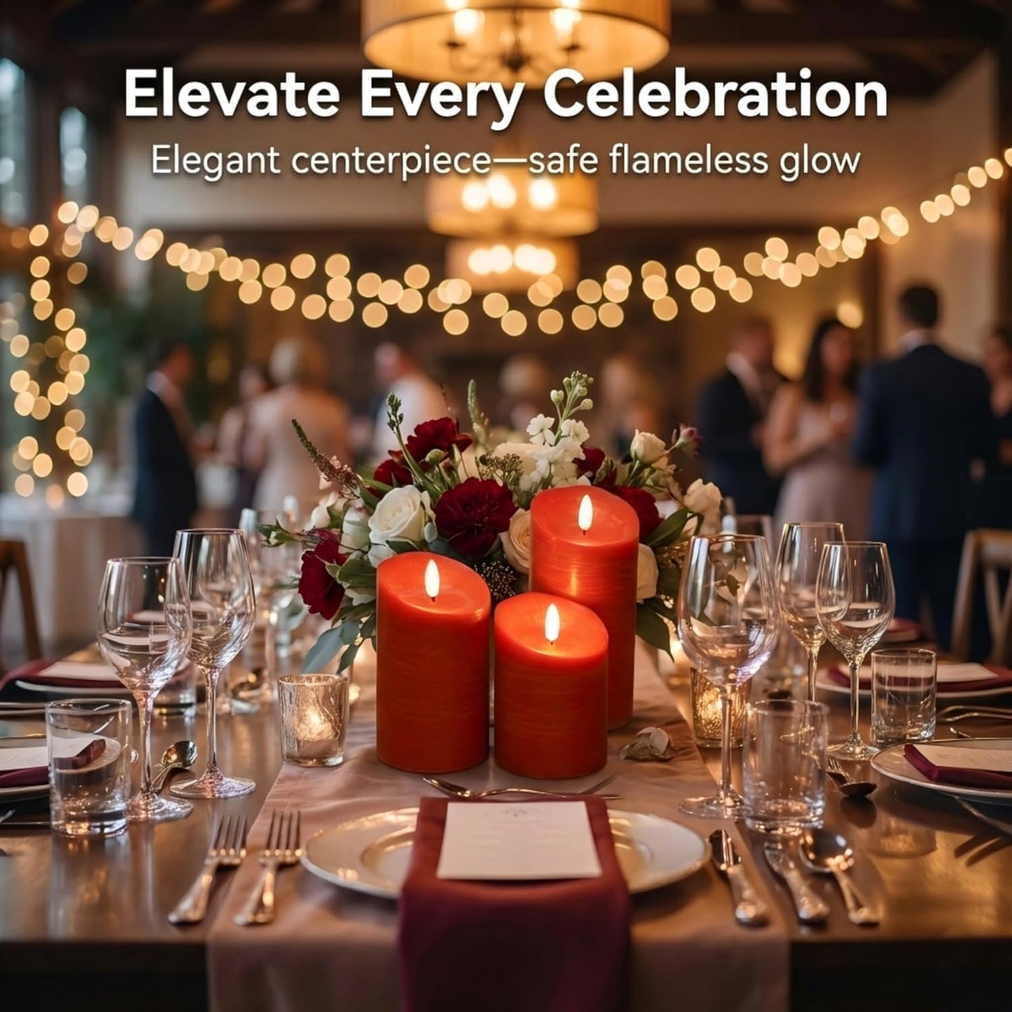 ANGELLOONG Flickering Flameless Candles, Realistic Battery Operated Candles with Remote and Timer, Set of 3 LED Candles for Room Fall Home Wedding Decor Centerpieces Table Party Valentines Decorations