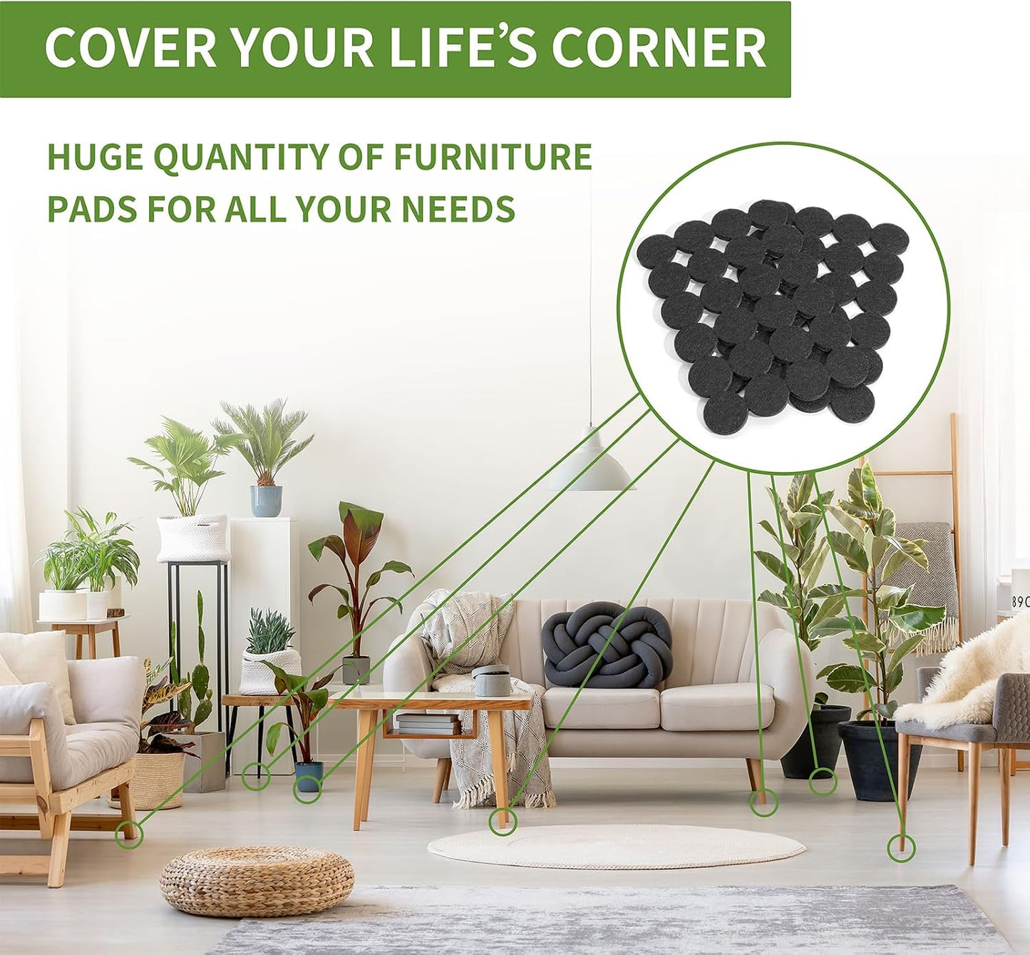 Felt Furniture Pads for Hardwood Floors 48 PCS, Furniture Pads, Floor Protectors for Hardwood Floors, Felt Pads for Furniture, Round, Dark Brown