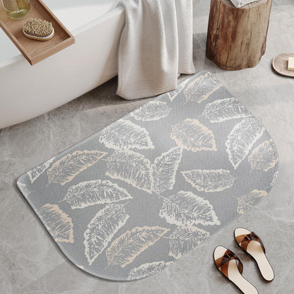 YDKGL Ultra Thin Bathroom Rugs Mat Quick Dry Absorbent Non Slip Bath Mat Bath Mats for Bathtub Mat Bathroom Carpet Fit Under Door Washable Floor Rubber Half Round Bath Rugs Grey 16x24