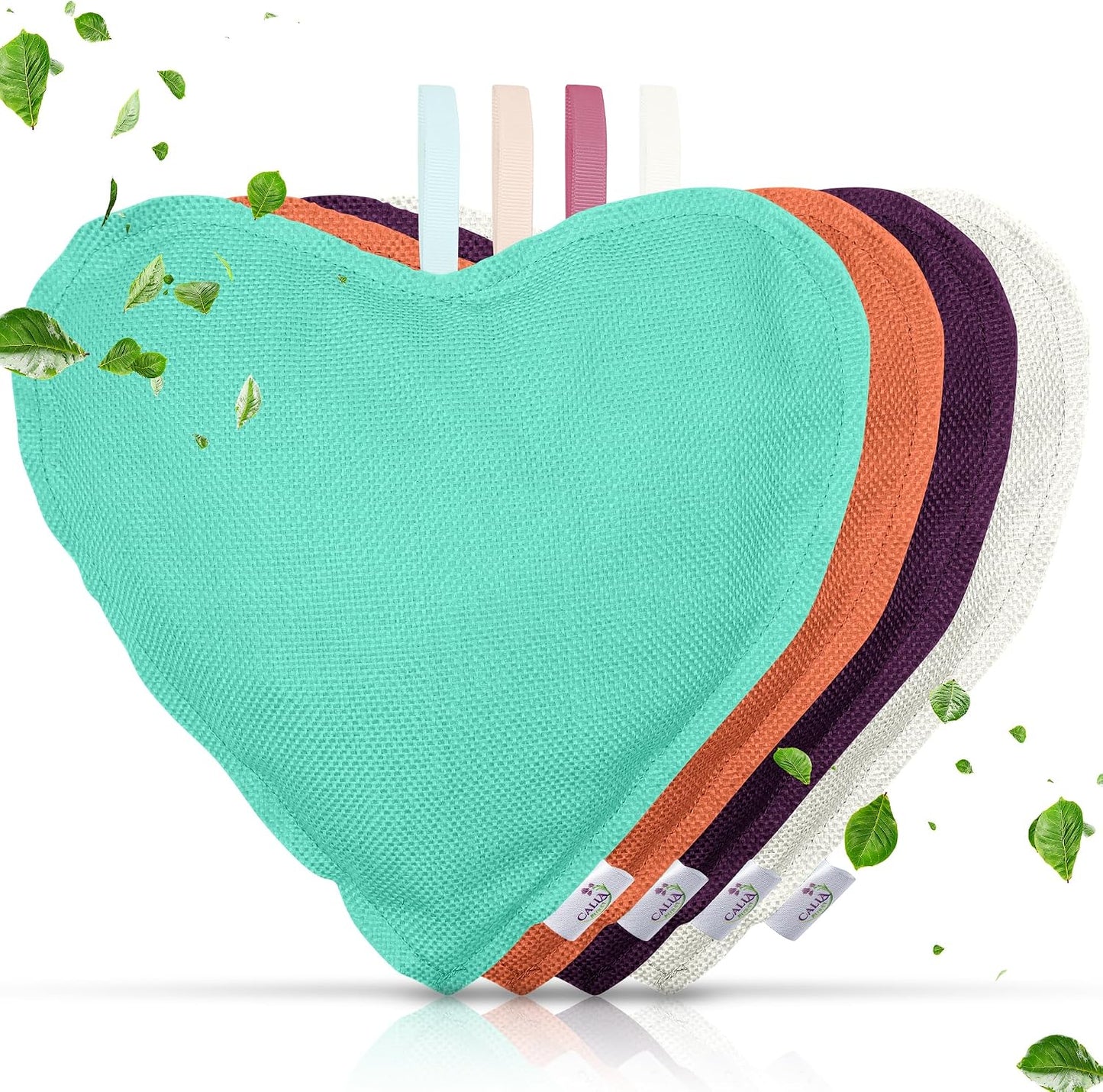 4 Pack Bamboo Charcoal Air Purifier Bags 200 Grams Each - Odor Absorber for Home, Car, Pets, Activated Charcoal Natural Freshener, Eco-Friendly & Reusable (Oval Shape)