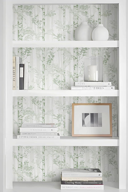 Safiyya Peel and Stick Wallpaper Beige Forest Contact Paper 17.3" x 118" Vintage Tree Wall Paper Renter Friendly Self Adhesive Removable Wallpaper for Bathroom Vinyl Off-White