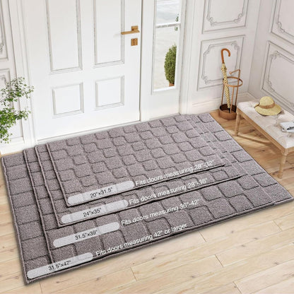 Front Door Mat Outside Entrance, Outdoor Indoor Door Mats for Entryway, Entrance, Entry, Patio, Waterproof Non Slip Doormat, Low-Profile, 20" × 31.5“, Black