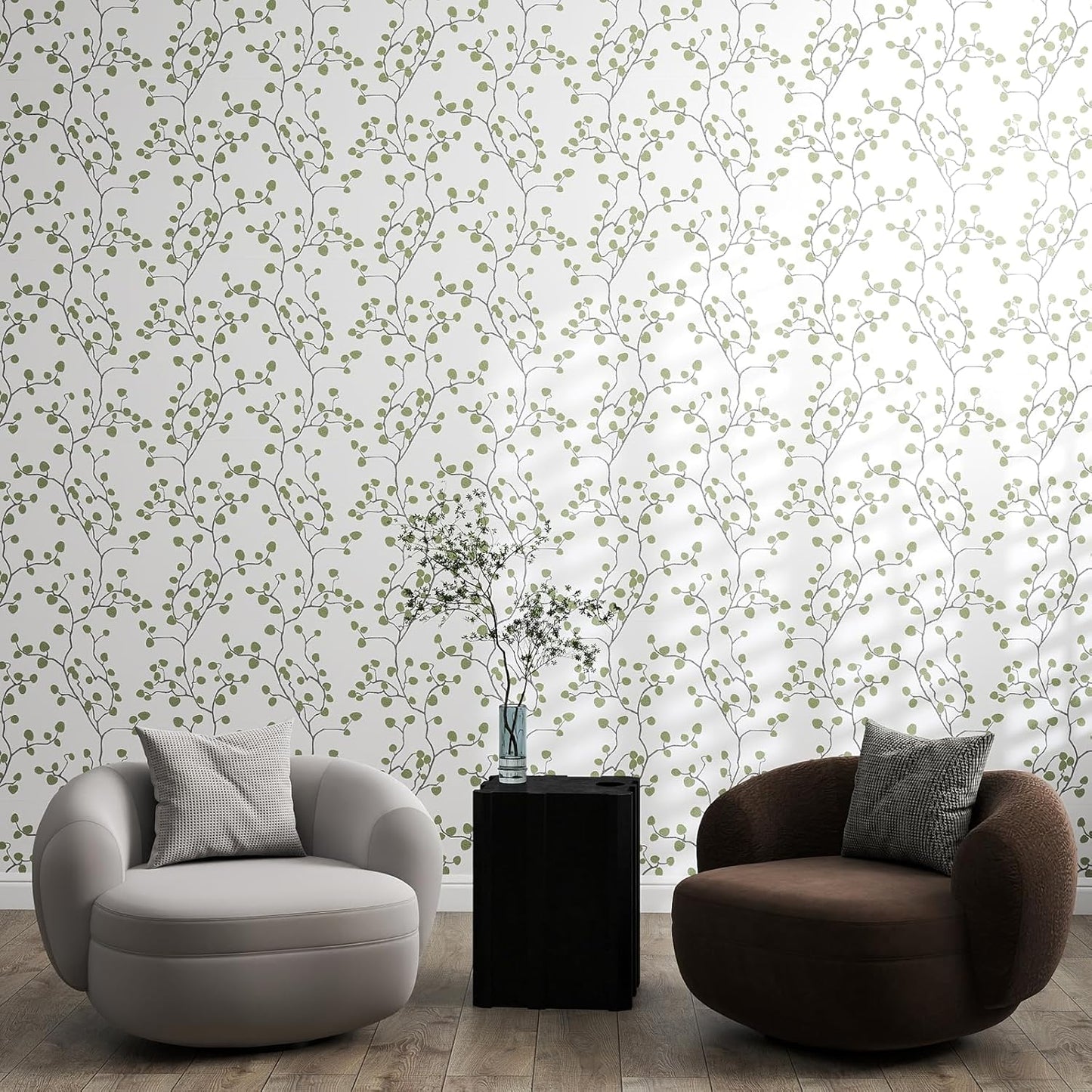 GloryTik Floral Peel and Stick Wallpaper, Removable Blue Floral Contact Paper, Self Adhesive Renter Friendly Wallpaper for Bedroom Living Room Bathroom (17.3" x 78.7")