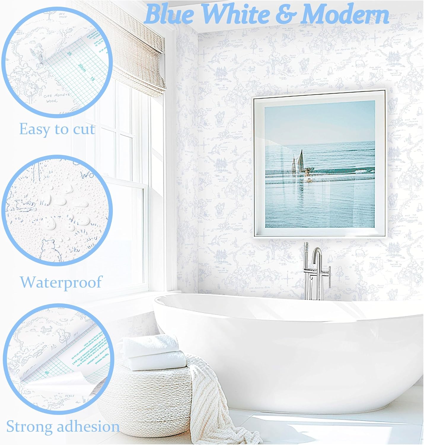 Dimoon 17.3''x78.7'' Vintage Peel and Stick Wallpaper Boho Beige Neutral Contact Paper White Floral Bird Wallpaper Removable Botanical Renter Friendly Modern Wall Paper Bedroom Bathroom Vinyl Roll