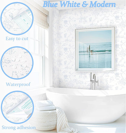 Dimoon 17.3''x78.7'' Vintage Peel and Stick Wallpaper Boho Beige Neutral Contact Paper White Floral Bird Wallpaper Removable Botanical Renter Friendly Modern Wall Paper Bedroom Bathroom Vinyl Roll