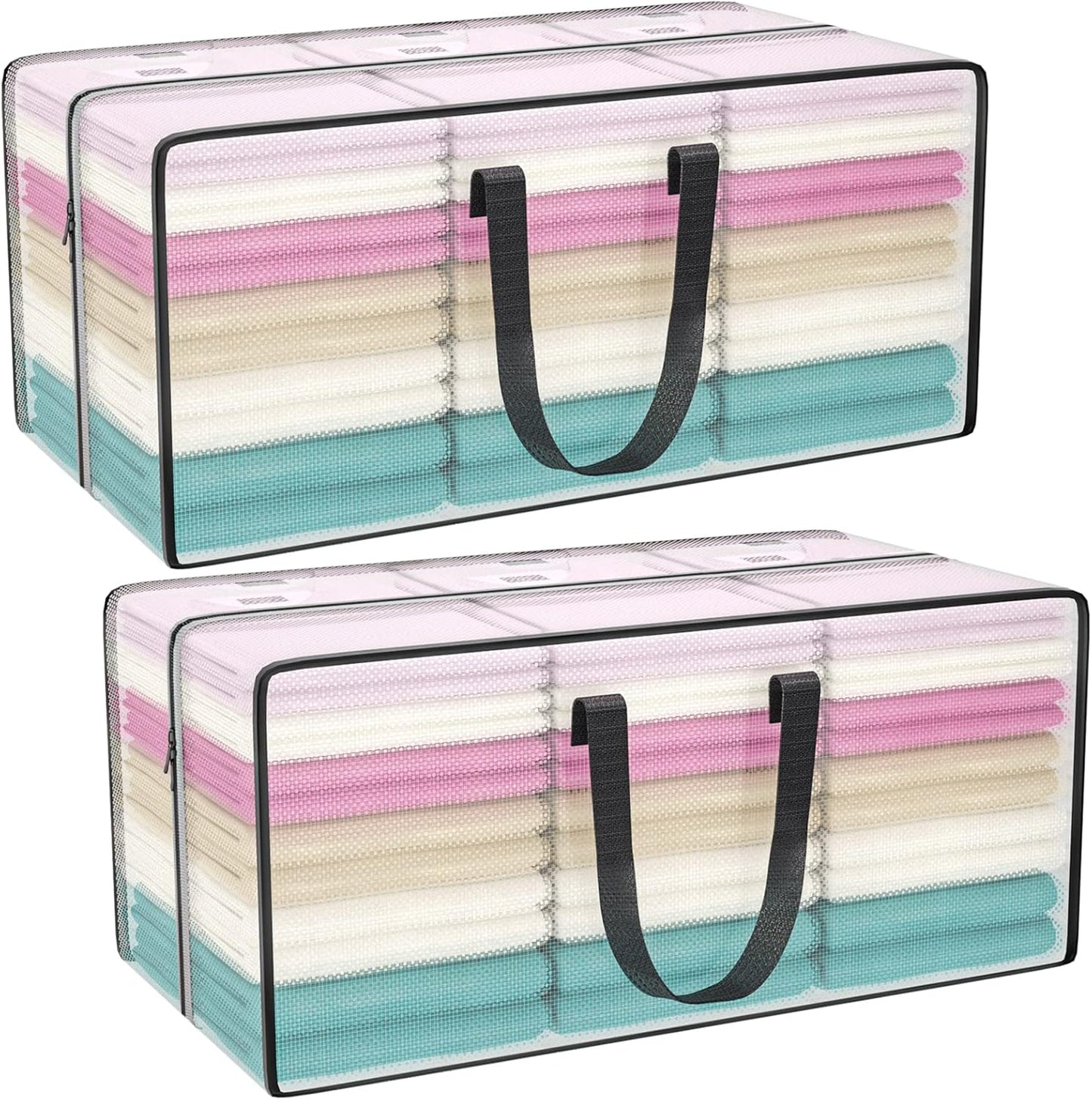 Heavy Duty Extra Large Blue Moving Bags with Strong Zipper Backpack Handles | 4 Pack Clothes Storage Bags Totes Space Saving Moving Boxes Bins Packing Bags for College Dorm Compatible with Ikea Frakta