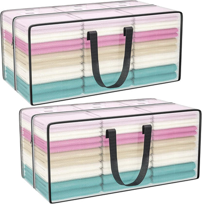 Heavy Duty Extra Large Blue Moving Bags with Strong Zipper Backpack Handles | 4 Pack Clothes Storage Bags Totes Space Saving Moving Boxes Bins Packing Bags for College Dorm Compatible with Ikea Frakta
