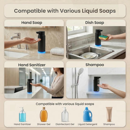 GentleJet CrystalJet Automatic Liquid Soap Dispenser – Touchless Sensor, Stainless Steel, USB-C Rechargeable, Waterproof Kitchen & Bathroom Countertop Soap Dispenser, 300 ml