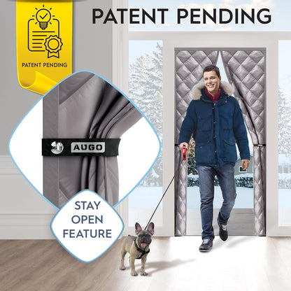 AUGO Heavy Duty Magnetic Screen Door – Fiberglass Pet Resistant Mesh, Self Sealing Hands Free Magnetic Closure, Tear Resistant Door Screen Keeps Bugs Out, Patent Pending Keep Open Feature – 38” x 83”