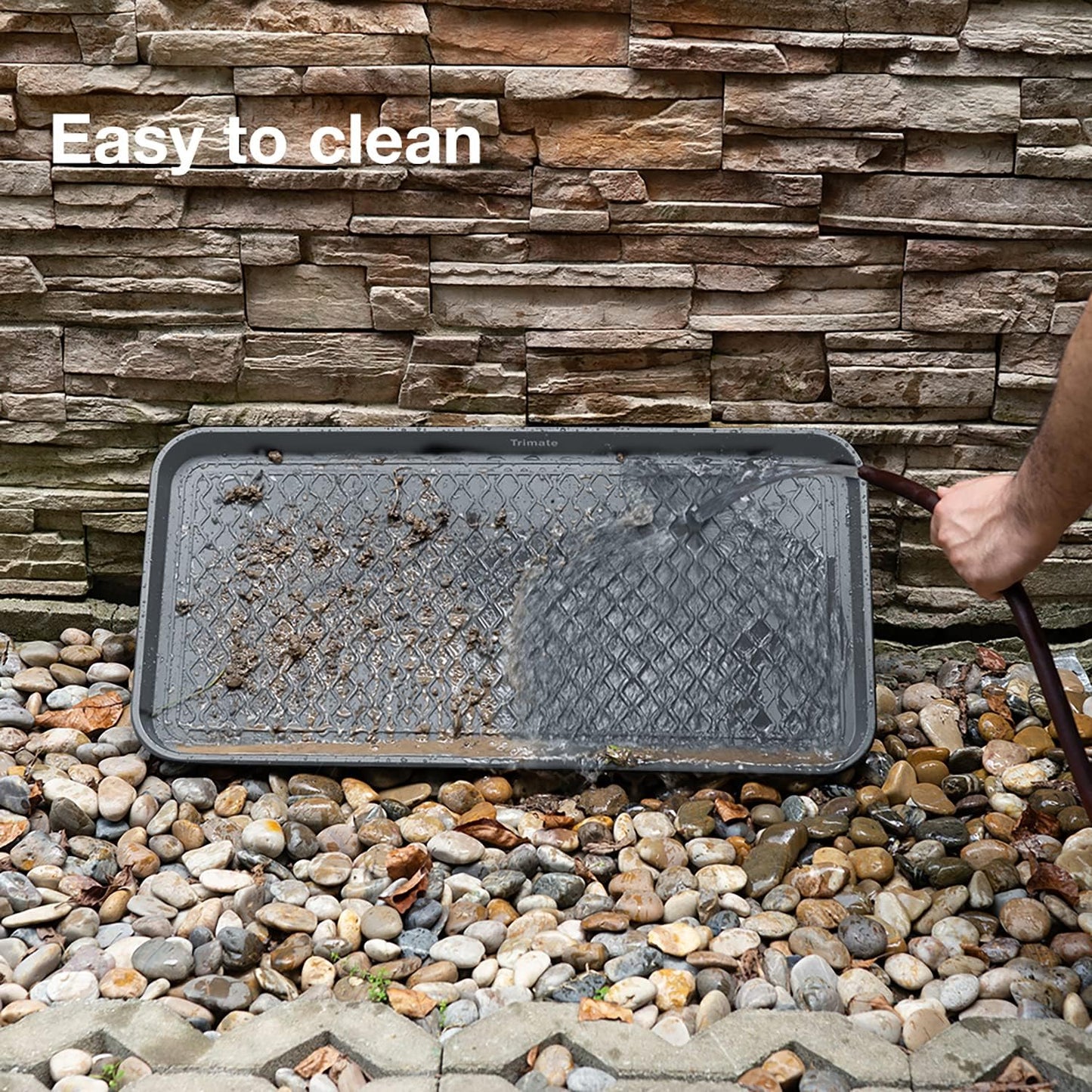 Extra Large All-Weather Boot Tray 40x20 in, Waterproof Shoe Mat with 1.25 in Raised Edge, Recycled Polypropylene Floor Protector for Entryway and Mudroom, Black