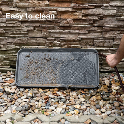 Extra Large All-Weather Boot Tray 40x20 in, Waterproof Shoe Mat with 1.25 in Raised Edge, Recycled Polypropylene Floor Protector for Entryway and Mudroom, Black