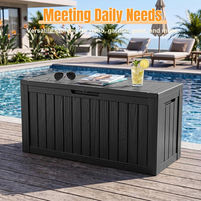 Outdoor Storage Box,38 Gallon Resin Deck Box,Waterproof & UV Resistant Lockable Package Delivery Bin,Toy Cabinet for Indoor & Outdoor