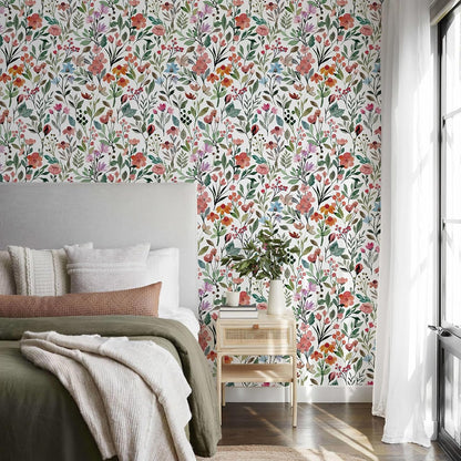Simon&Siff Floral Peel and Stick Wallpaper, 17.3" x 120" Self Adhesive Wallpaper Boho Flower Kitchen Cabinets Furniture Decorative Renter Friendly Wall Paper