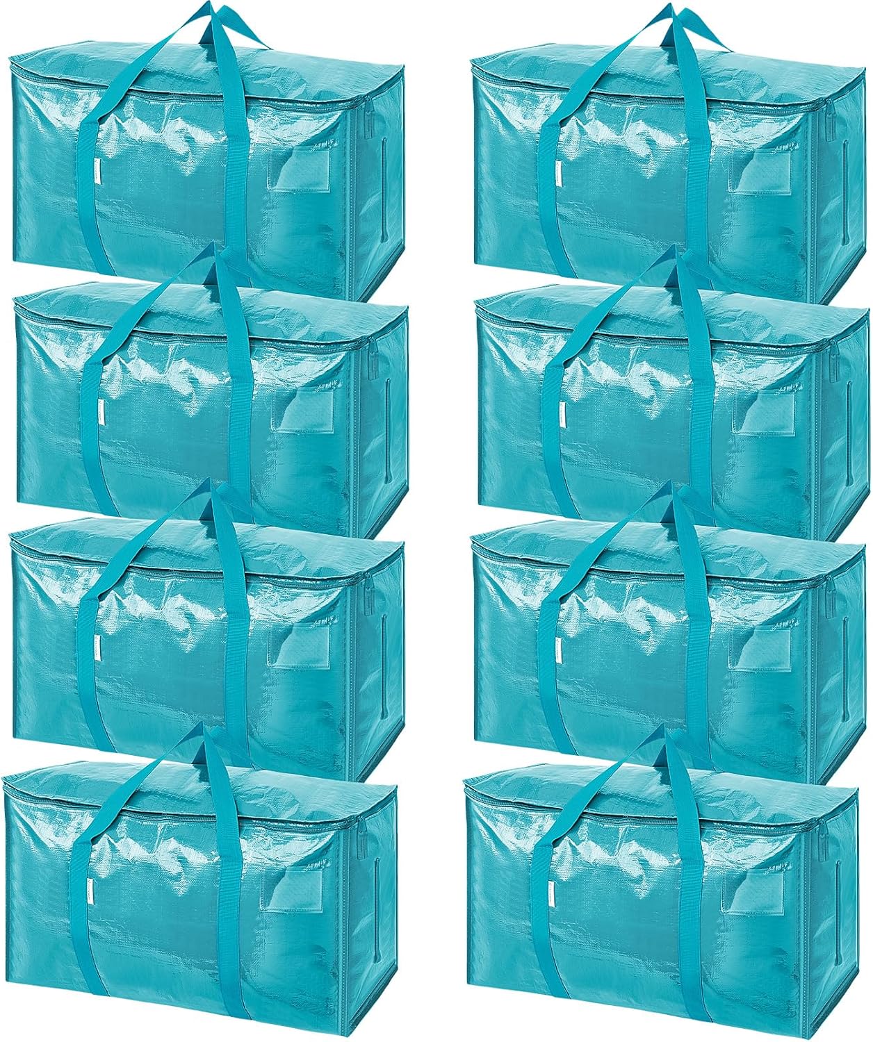 TICONN 4 Pack Extra Large Moving Bags Heavy Duty with Zippers & Carrying Handles, Durable Storage Bags Moving Boxes for Closet Organizers and Storage (4 Pack, Blue)