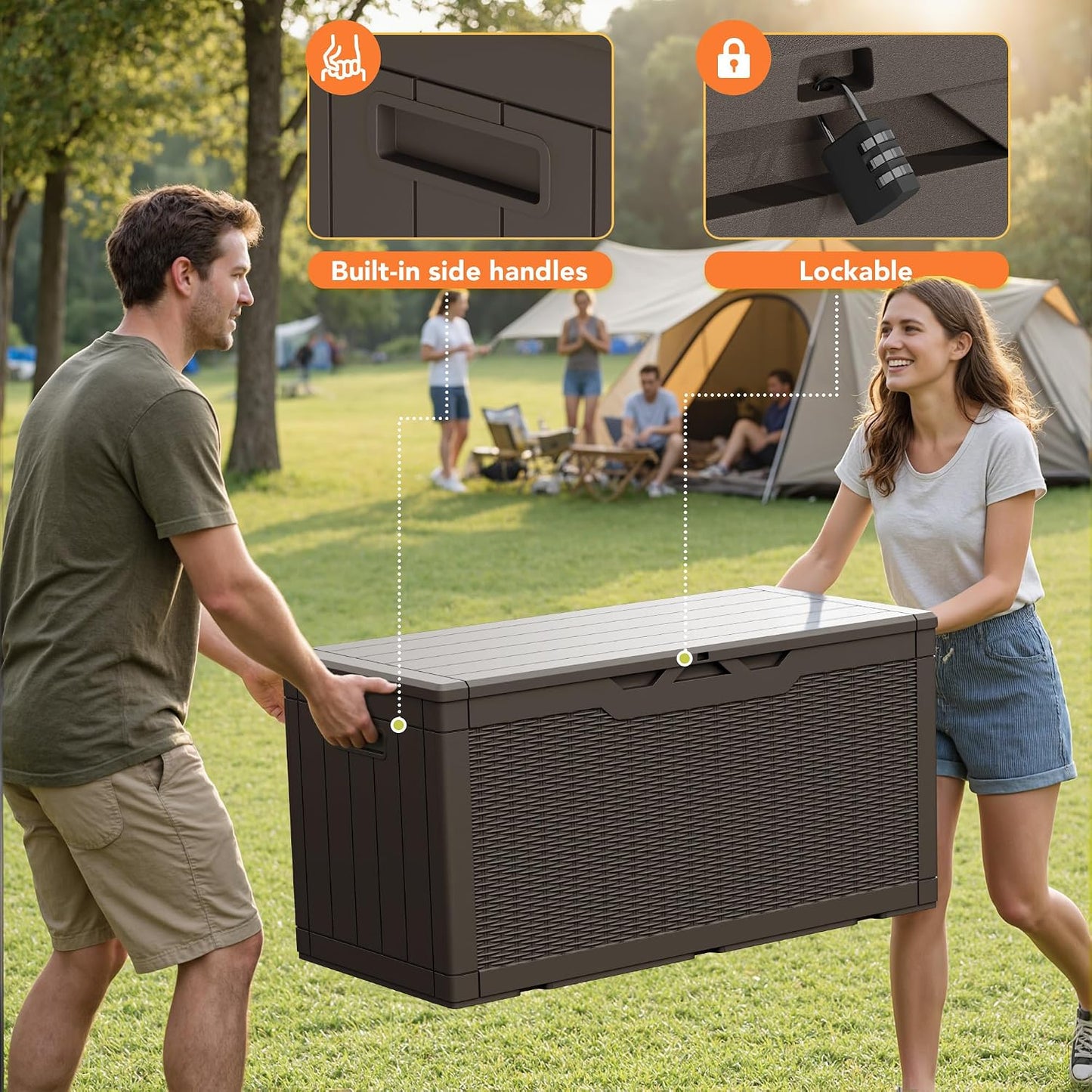 32 Gallon Deck Box Outdoor Indoor Waterproof Storage Box for Patio Furniture, Pool Accessories, Garden Tools, and Cushion Storage, Black