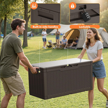 32 Gallon Deck Box Outdoor Indoor Waterproof Storage Box for Patio Furniture, Pool Accessories, Garden Tools, and Cushion Storage, Black
