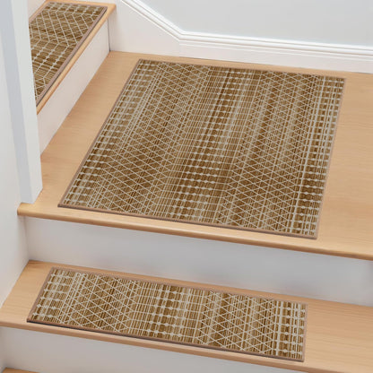 Non-Slip Carpet Stair Treads 15PCS, 8"x30" Peel and Stick Stair Runner for Wooden Steps Indoor, Washable Reusable Adhesive Backing, Pet-Friendly Safety Mats for Kids, Elders, Dogs