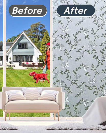 Frosted Glass Window Privacy Film Decorative with Tools, 2 Way Frosting Privacy Film for Glass Door, Static Cling Tint for Home Anti-UV, Covering Clings 23.6" by 77"