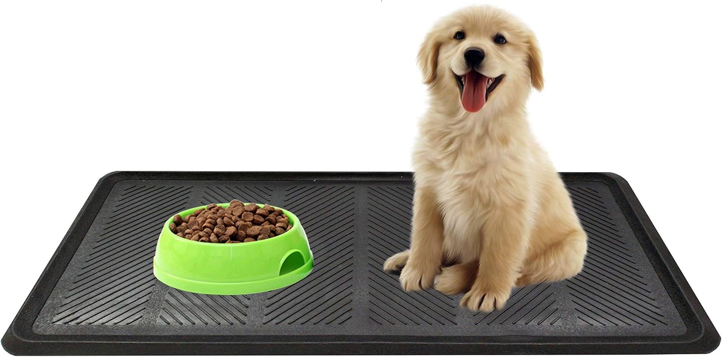 Envelor Rubber Boot Tray for Entryway Indoor Shoe Trays for Mudroom Wet Shoe Mat Tray Multiuse Rubber Water Tray Mud Mat Winter Boot Mat Large Utility Tray, Footsteps, 32 x 16 Inch, 2 Pack
