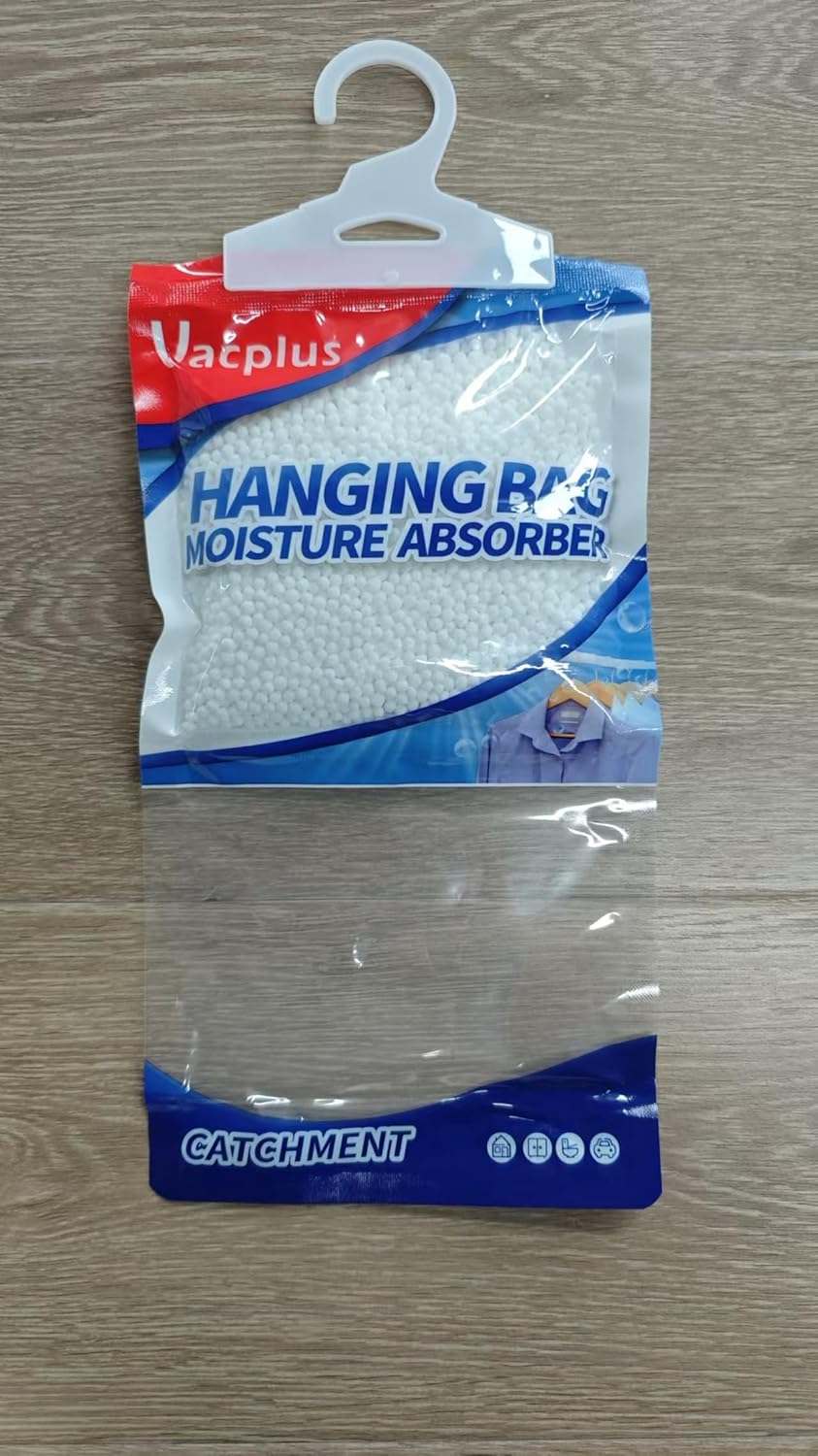 Vacplus Moisture Absorbers Packets, Fragrance Free 5 Pack, Humidity Packs, Dessicant Packets, Hanging Closet Dehumidifier Bags, Odor Eliminator for Bathroom 9.8OZ
