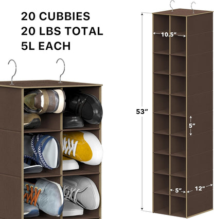 Simple Houseware 20 Section Shelves Hanging Shoes Organizer Holder for Closet, Gray