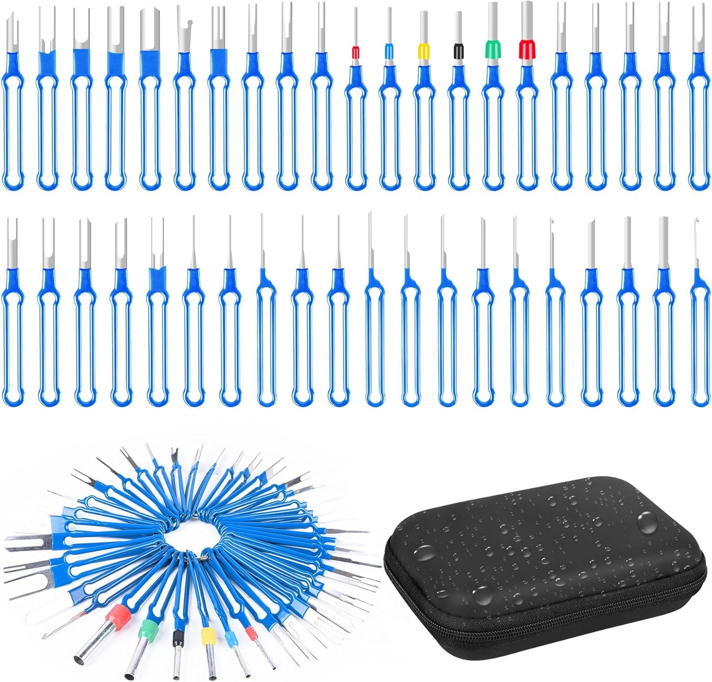 Terminal Pin Removal Tool Kit 82 Pcs Depinning Electrical Connector Pin Extractor Tool Set Wire Terminal Release for Automotive Car Household Devices - Black