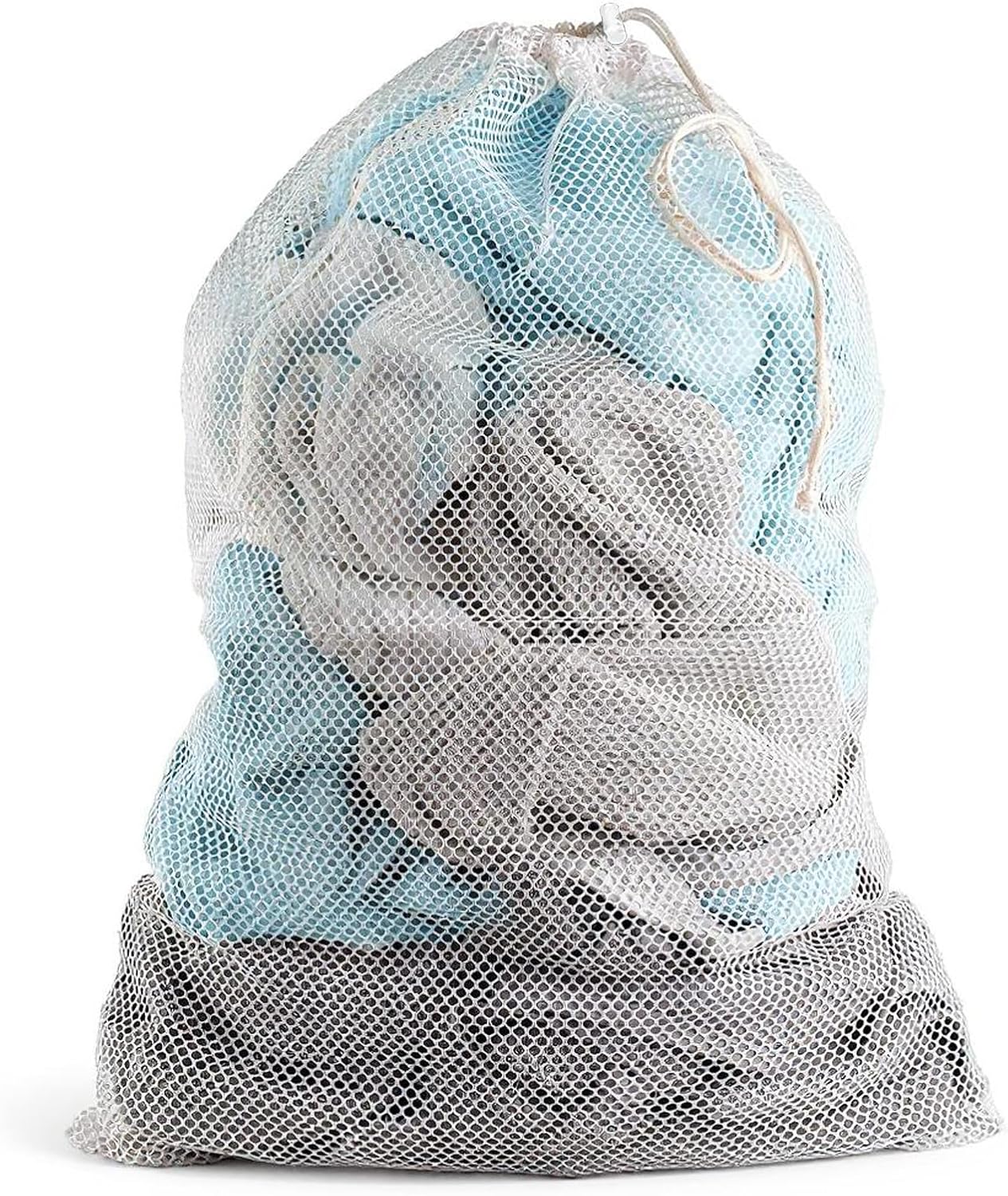 6Pcs Organic Cotton Mesh Laundry Bags for Delicates, Durable Mesh Wash Bags, Sturdy Zipper Laundry Bag for Underwear, Clothes, Shoes, Socks, (3 Large, 3 Medium)