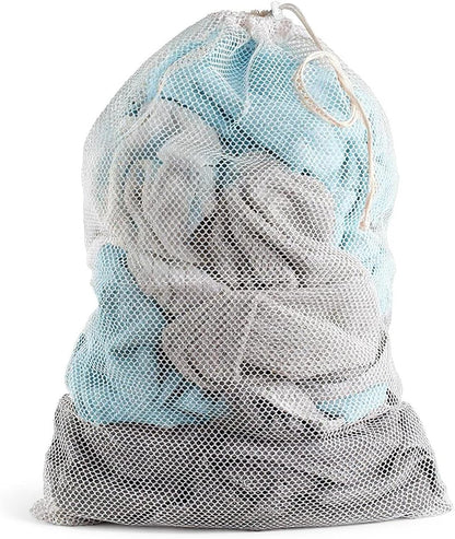 6Pcs Organic Cotton Mesh Laundry Bags for Delicates, Durable Mesh Wash Bags, Sturdy Zipper Laundry Bag for Underwear, Clothes, Shoes, Socks, (3 Large, 3 Medium)