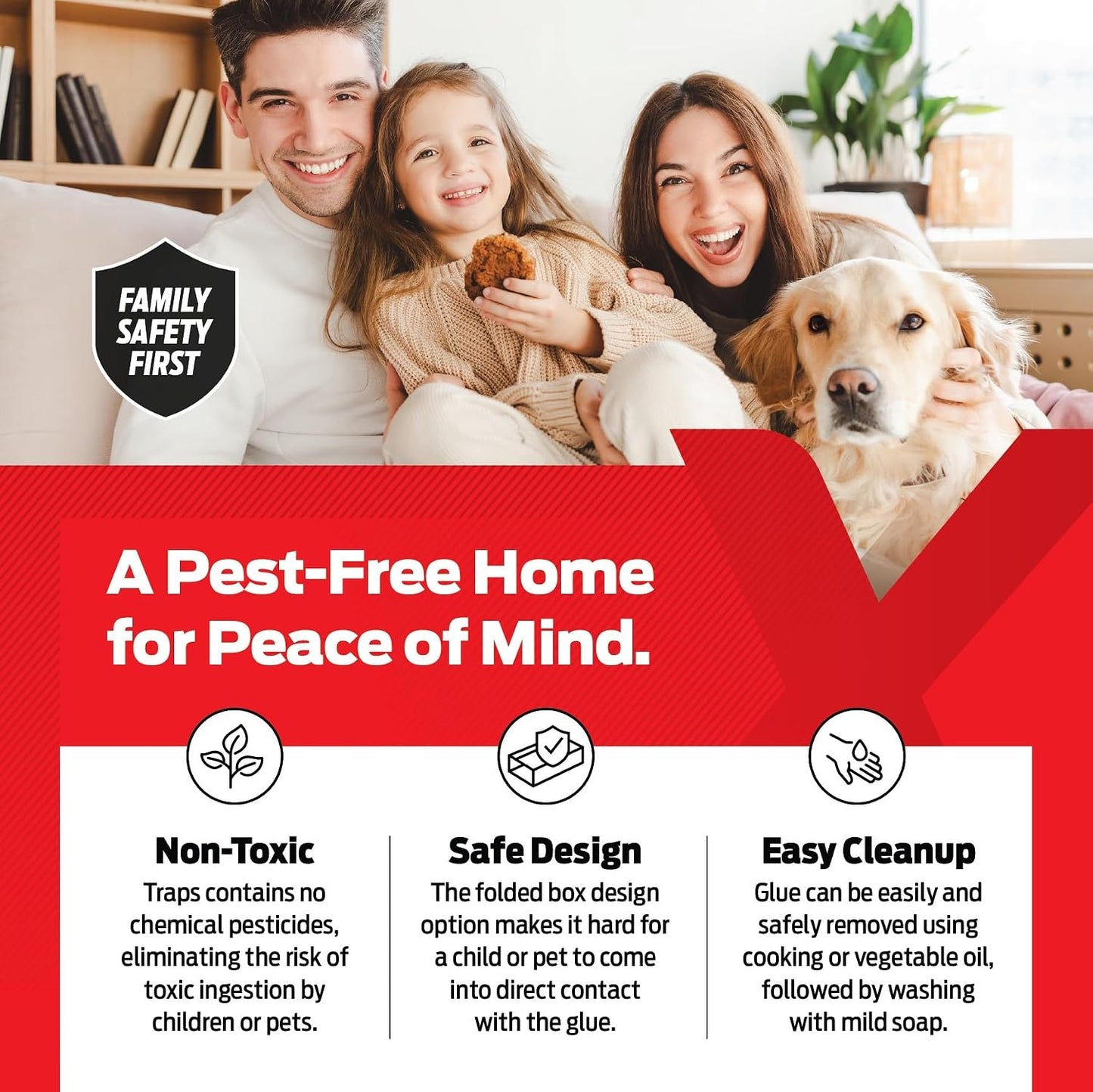 Glue Traps for Mice & Bugs – Safe Around Children & Pets – Strong Adhesive Glue for Bugs, Insects & Cockroaches – Easy to Use & Clean – Sticky Glue Traps for Indoor Use (12 Pack)