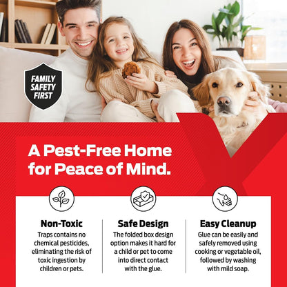 Glue Traps for Mice & Bugs – Safe Around Children & Pets – Strong Adhesive Glue for Bugs, Insects & Cockroaches – Easy to Use & Clean – Sticky Glue Traps for Indoor Use (12 Pack)
