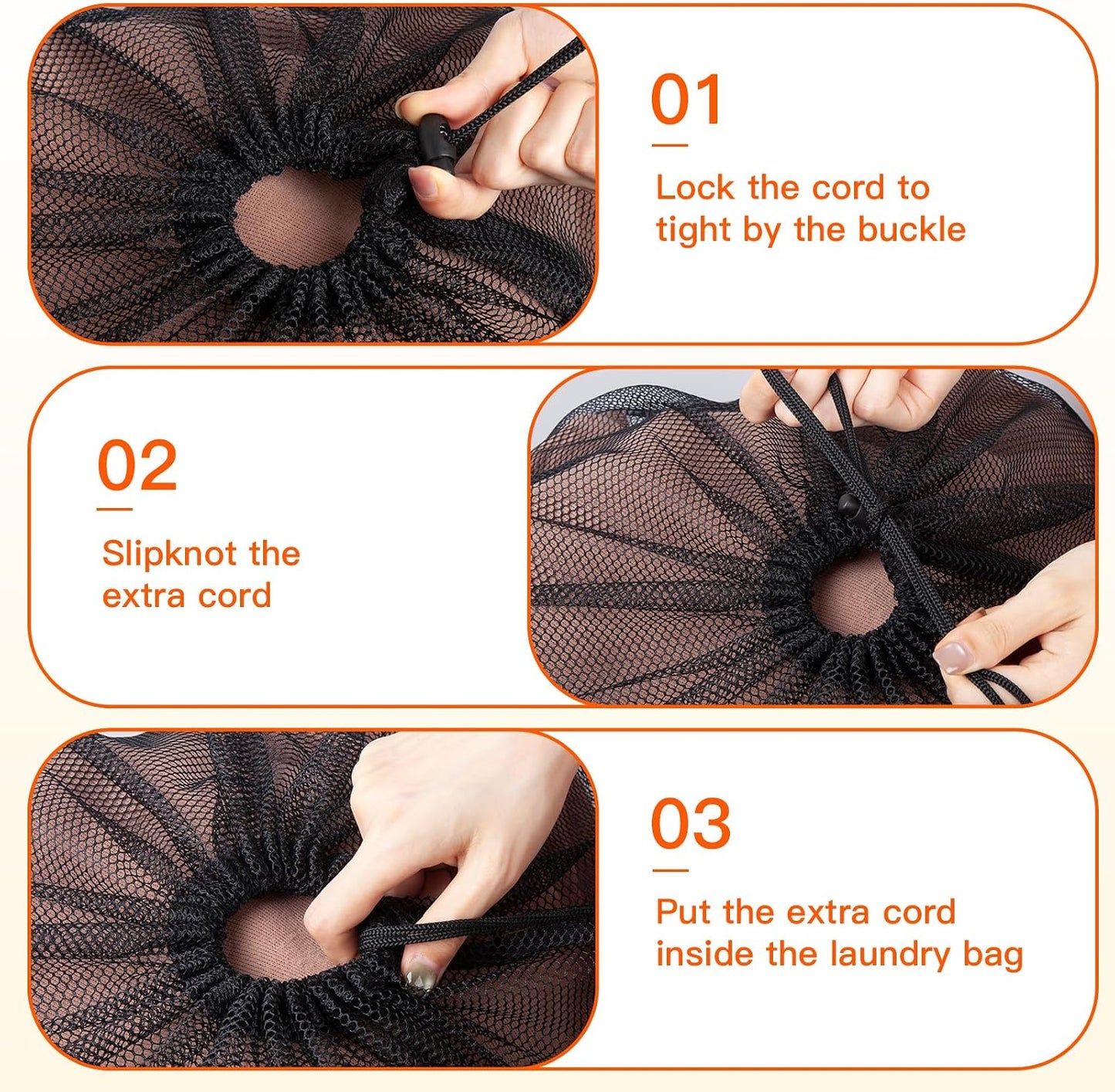 6Pcs Organic Cotton Mesh Laundry Bags for Delicates, Durable Mesh Wash Bags, Sturdy Zipper Laundry Bag for Underwear, Clothes, Shoes, Socks, (3 Large, 3 Medium)