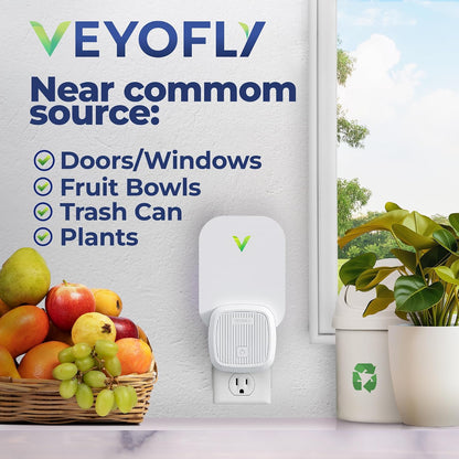 VEYOFLY Fruit Fly Traps for Indoors (1 Device + 2 Refills), Gnat Trap Indoor Plug in, Bug Traps, Flying Insect Trap, Gnat Traps for House Indoor, Fly Trap Indoor for Home Bug Light, Gnats Catcher