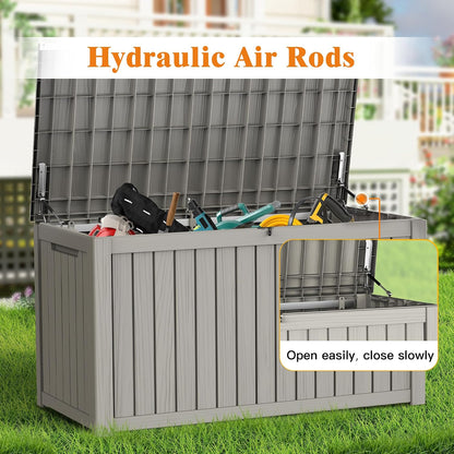 Outdoor Storage Box, 50 Gallon Waterproof Deck Storage Box, Lockable Patio Storage Bins for Package Delivery, Porch, Garden Tool, Cushions, Anti-Theft Weatherproof & UV-Resistant Parcel Drop Box