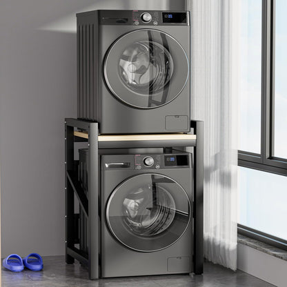 Over The Washer and Dryer Storage Shelf, Widen & 3 Height Adjustable Stacking Rack, Space Saver Washer Dryer Stacking Kit, Thicker Metal Washer Shelf for within 29.5" width (Black, 29.5 Inch)