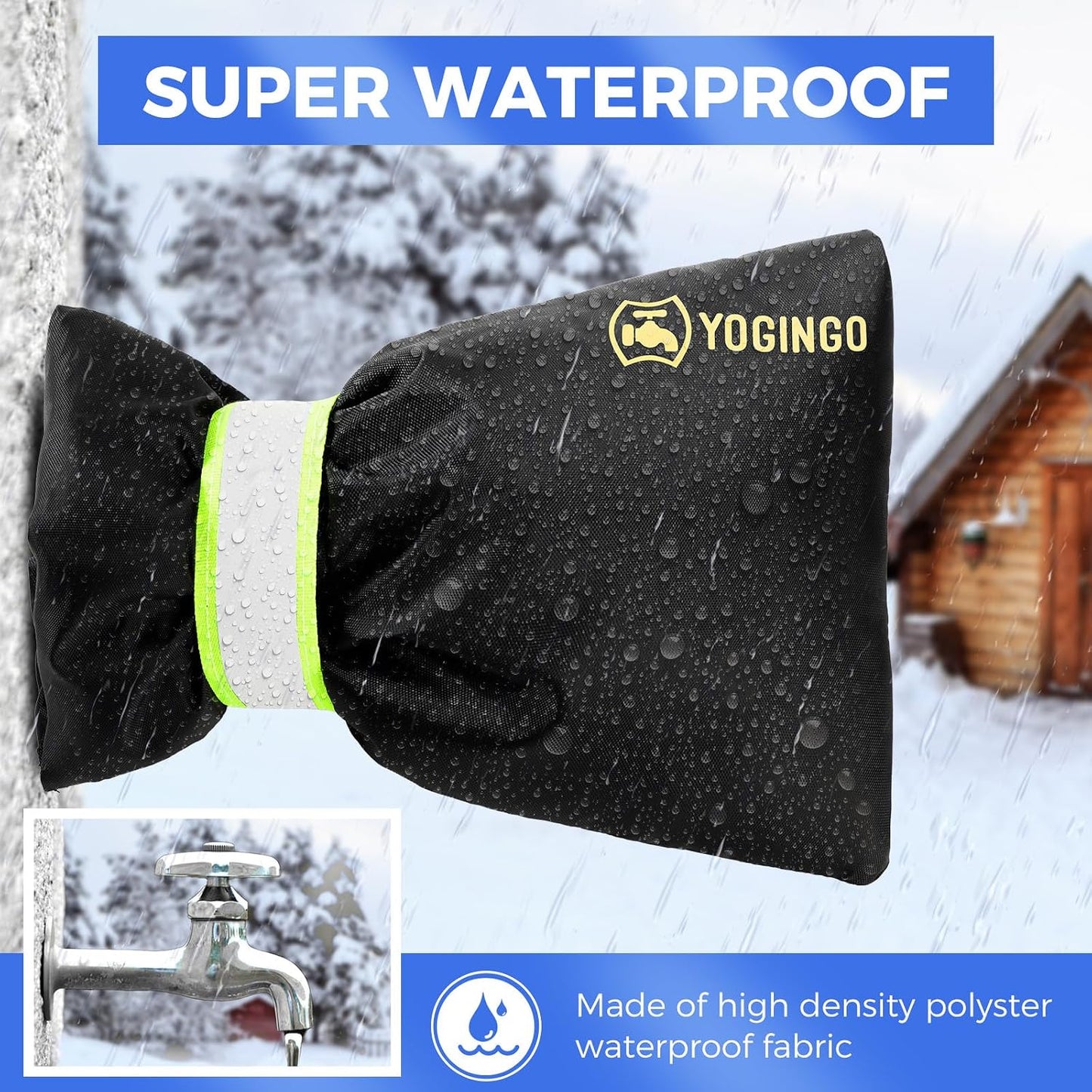 Outdoor Faucet Covers for Winter Freeze Protection, Hose Bib Covers for Winter, Water Spigot Cover Winter Insulated, 2 Pack 6.7" x 9.5" Pipe Insulation Cover Socks Outside Faucet Freeze Protector Blue