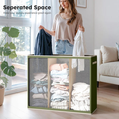 SOLEDI 180L Laundry Hamper 3 Section, Extra Large Laundry Hamper with Lid, Dirty Clothes Hamper with Sturdy Handle, Large Laundry Basket Organizer for Laundry Room, Bedroom, Hampers for Laundry