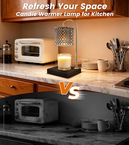 TigQiang Candle Warmer Lamp with Timer Dimmer, Birthday Gifts for Women Mom, House Warming Gifts, Elegant New Home Decor, Wax Warmer for Jar Candles, Heater Lamp for Scented Wax, Clear Glass