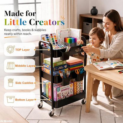 2 Tier Small Rolling Cart Metal with Wheels, White Under Desk Storage Cart on Wheels, Short Utility Roller Caddy Carts Organizer for Art,Craft,Pantry,Bathroom, Two Tiered Shelf Trolley,22 Inches Tall