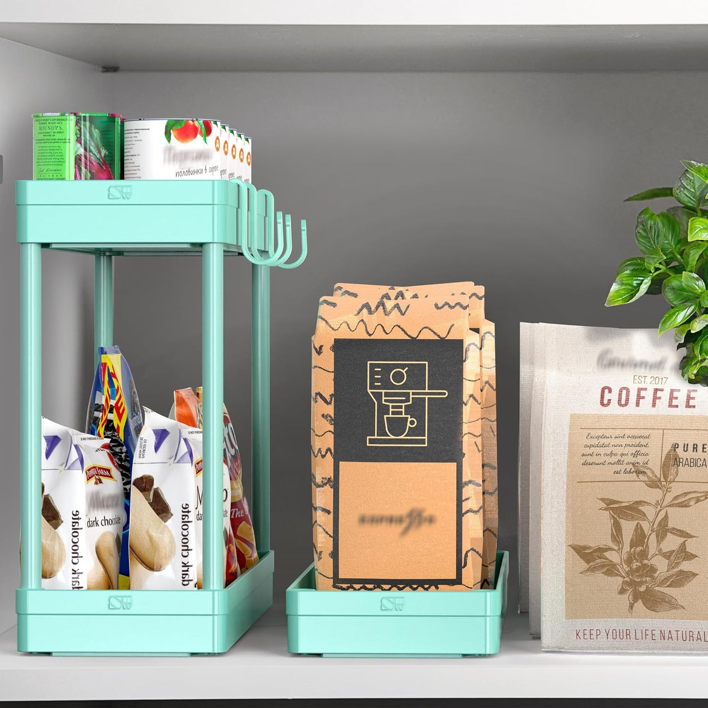 Simple Houseware 3-Tier Slim Rolling Cart w/Handle 5.5" Wx27.5 H, Turquoise | Storage Cart for Narrow Space (5.5-Inch Wide) Kitchen, Bathroom, Laundry Room