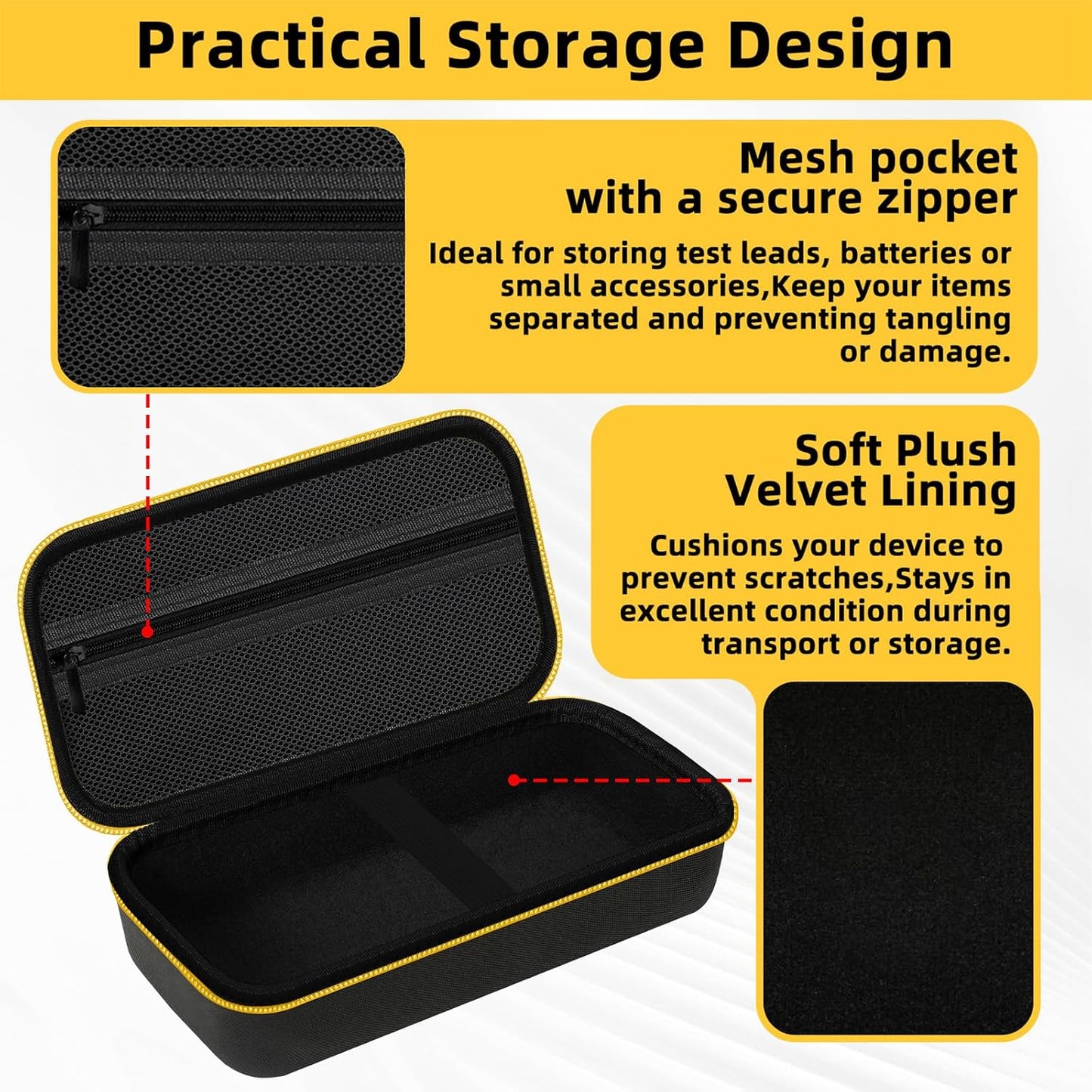 Carrying Case for Fluke 15B+/17B+/Fluke 101/117/115/116/114/113/177/179/233/106/107 Multimeter Testers and Accessories, Multimeter Storage Bag Organizer Box -Black (Case Only)