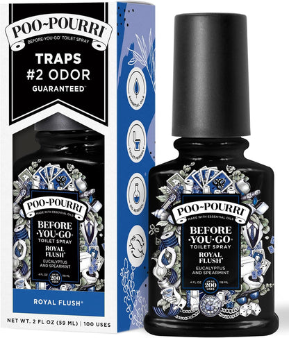 Poo-Pourri Before-You-Go Pocket Toilet Spray, Travel Essentials, Royal Flush, 1 Fl Oz, Up to 50 Uses, On-The-Go Bathroom Odor Deodorizer with Essential Oils, TSA Approved Size, Eucalyptus & Spearmint
