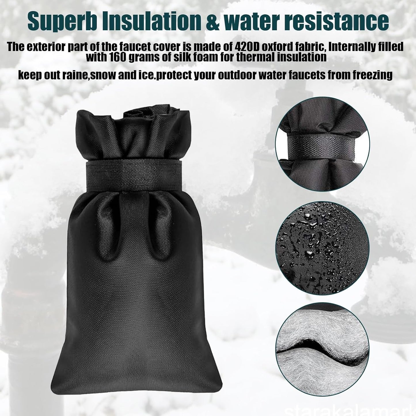 Outdoor Faucet Covers for Winter Freeze Protection- Fit for Outdoor Water Faucet Cover Socks for Winter Freeze Protection Pipe Antifreeze Water Insulation Spigot Backflow Cover 5.3" W x 8" H -4 Pack